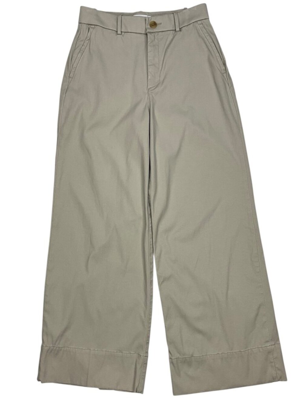 Spanx Stretch Twill Wide Leg Pant M Bone High Rise
